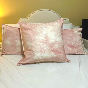 Z Gallerie Pink Plush Pillow Set - 3